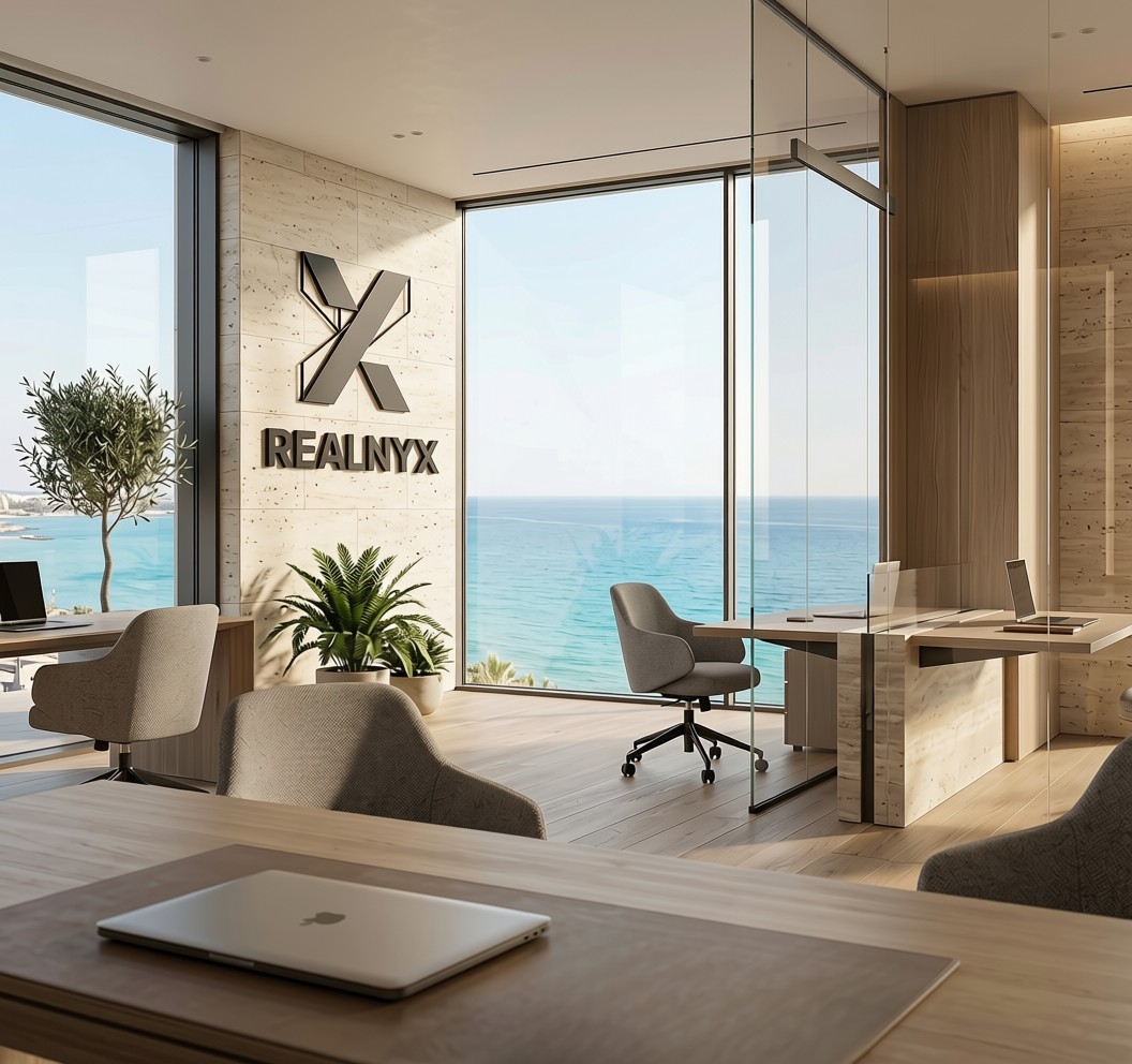 Oficina REALNYX con vistas al mar
